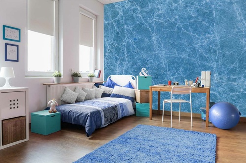 Vlies Fototapete - Blauer Marmor Textur 375 x 250 cm